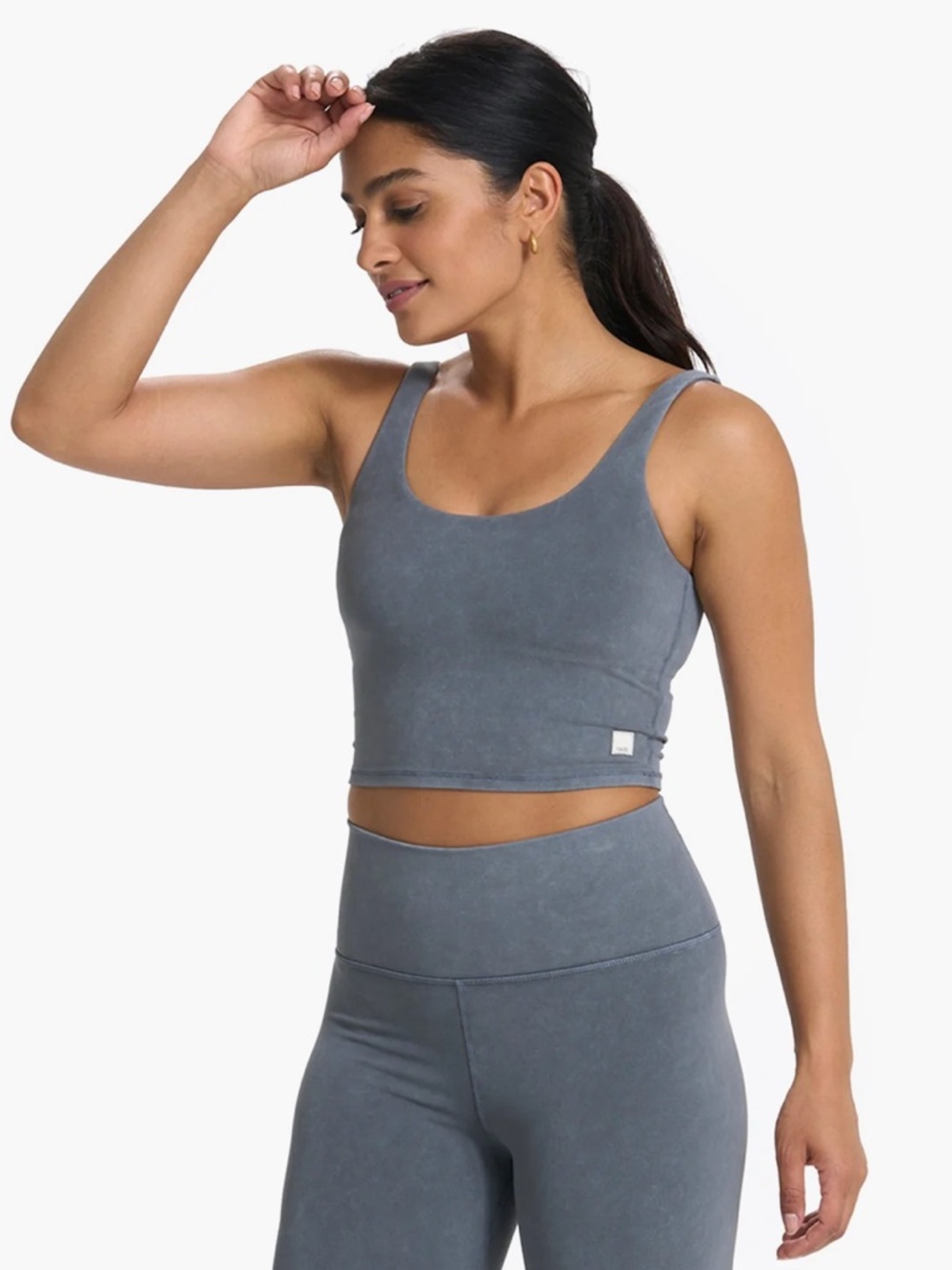 Vuori Washed Daily Crop Top — Washed Charcoal XS